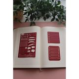 Bullet Journal Tasarım ve 2'li Kare Notluk Şablon Cetvel Set - Kırmızı