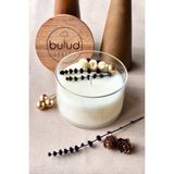 Bulud Design Özel Dizayn Yasemin Kokulu Cam Kavanozda Ahşap Kapaklı %100 Soya Doğal Dekoratif Mum - 1 Adet