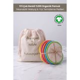 Buluş Organic 5'li Çok Renkli %100 Organik Pamuk Yıkanabilir Makyaj & Yüz Temizleme Pedi - Şardonlu & Havlu Yüzey