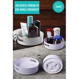 Bulut 360 Derece Dönen Banyo & Buzdolabı & Mutfak Düzenleyici Dönebilen Tepsi- Düzenleyici Organizer - Beyaz