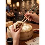 Bulut 5 Çift Desenli Yıkanabilir Doğal Bambu Yemek Çubuğu Chopstick - Asker Yeşili