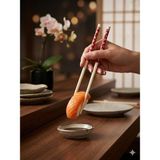 Bulut 5 Çift Desenli Yıkanabilir Doğal Bambu Yemek Çubuğu Chopstick - Kırmızı