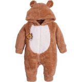 Bulut Baby Sevimli Kaplan Unisex Fermuarlı Kışlık Bebek Uyku Tulumu Bebek Tulumu Bebek Kostümü - Kahverengi - 0-3 M