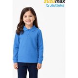 Bulut Teks Okul Mavi ( Gök Mavisi ) Polo Yaka Uzunkol Tişört Kıyafetleri Üniforması Çocuk Genç - 7 Yaş