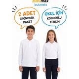 Bulut Teks Okullu (2ADET) Polo Yaka Beyaz Uzunkol Okul Tişört Kıyafetleri Üniforması Çocuk Genç - 13 - 14 Yaş