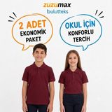 Bulut Teks Okullu (2ADET) Polo Yaka Bordo Kısa Kol Okul Tişörtleri Kıyafetleri Üniforması Çocuk Genç