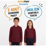 Bulut Teks Okullu (2ADET) Polo Yaka Bordo Uzunkol Okul Tişört Kıyafetleri Üniforması Çocuk Genç - XL