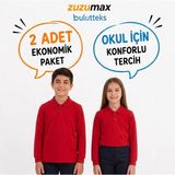 Bulut Teks Okullu (2ADET) Polo Yaka Kırmızı Uzunkol Okul Tişört Kıyafetleri Üniforması Çocuk Genç - 6 - 7 Yaş
