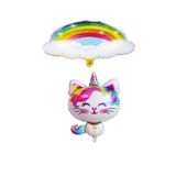 Bulutlu Gökkuşağı Unicorn Kedi Folyo Balon Seti
