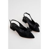 bulutmod BA04608 Kadın Siyah Fiyonklu Kısa 4 Cm Topuklu Ayakkabı
