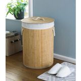 BulutRetail DecoHandy Yuvarlak Bambu Kirli Sepeti