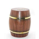 BulutRetail Pirinç Ahşap Fıçı Kumbara 18 Cm