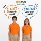 Bulutteks Okullu 2adet Polo Yaka Turuncu Kısa Kol Okul Tişörtleri Kıyafetleri Üniforması Çocuk Genç
