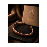 BULU'US ACCESSORIES Babalar Günü Hediyesi Mıknatıslı Kahverengi Örgü Deri Kaplama Bakır Erkek Bileklik