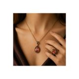 BULU'US ACCESSORIES Bronz Vintage Zultanit Taşlı Yüzük & Kolye Takım – El Yapımı Anneye Sevgiliye Hediye