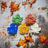 BumBum Handmade Mum Dekoratif Tealight Mumluk Çınar Yaprağı Yılbaşı Düğün Nişan Bebek Süs Eşyası Tealight Mum Hediyeli (mavi)