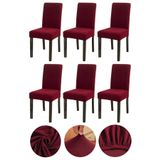 Bumedo Bambu Nano Kumaş Likralı Yıkanabilir 6'lı Sandalye Kılıfı Lastikli Sandalye Örtüsü (6ADET) (Bordo)