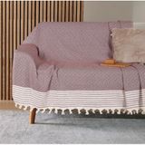 Bumedo Buldan İşi Kaymaz Pamuklu Koltuk Örtüsü 170x210 Cm Koltuk Şalı Çekyat Kanepe Örtüsü (Mürdüm)