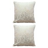 Bumedo Soho Kumaş Altın Varak Desenli Dekoratif 4'lü Kırlent Yastık Kılıfı Seti - 42 x 42 cm (4, Krem)