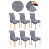 Bumedo Spandex Mikro Petek Kumaş Likralı Lastikli Tüylenmez 6'lı Sandalye Kılıfı Esnek Sandalye Örtüsü (Gri)