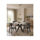 BuMeria 4 adet Sandalye 1 adet Yuvarlak Yemek Masası (90*90) Mutfak Masası ve 4 Kişilik Masa Sandalye Takımı