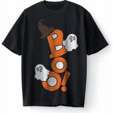 Bumeta Cadılar Bayramına Özel Boo Halloween Oversize Unisex Tişört T-Shirt - Siyah - 2XL