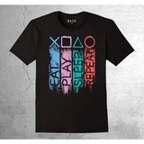 BUMETA Eat Play Sleep Repeat Replay Ps4 Tişört Çocuk T-Shirt - 5 - 6 Yaş - Siyah