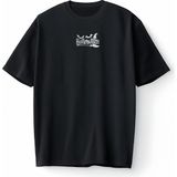 Bumeta Halloween Yarasa Balkabağı Cadı Şapkası ve Süpürge Oversize Unisex Tişört T-Shirt - Siyah