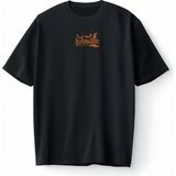 Bumeta Halloween Yarasa Balkabağı Cadı Şapkası ve Süpürge Turuncu Oversize Unisex Tişört T-Shirt - Siyah - 2XL