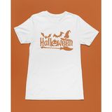 Bumeta Halloween Yarasa Balkabağı Cadı Şapkası ve Süpürge Turuncu Unisex Tişört T-Shirt - Siyah