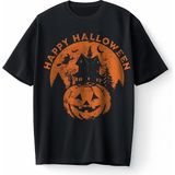 Bumeta Happy Halloween Oversize Unisex Tişört T-Shirt - Siyah