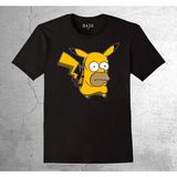 BUMETA Homer Simpson Beer Pikachu Pikaçu Pokemon Tişört Çocuk T-Shirt - 1 - 2 Yaş - Siyah