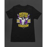 Bumeta John Cena Never Give Up Motivasyon Unisex Tişört T-Shirt - Siyah