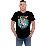 BUMETA Looney Tunes Çizgi Film Tazz Bugs Bunny Duffy Duck Tişört T-Shirt - Siyah