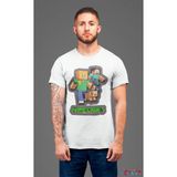 Bumeta Minecraft Alex Steve Karakter Characters Oyun Game Unisex Tişört T-Shirt - XL - Siyah