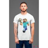 Bumeta Minecraft Steve Karakter Oyun Game Tişört T-Shirt - Siyah