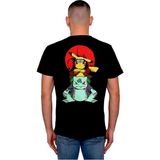 BUMETA Naruto Pikachu Balbazar Bulbasaur Anime Ninja Japanese Tişört T-Shirt - XS - Siyah
