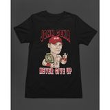 Bumeta Never Give Up John Cena Baskılı Unisex Tişört T-Shirt - Siyah - 2XL
