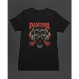 Bumeta Pantera Skull Kuru Kafa Heavy Metal Baskılı Unisex Tişört T-Shirt - Siyah - XL
