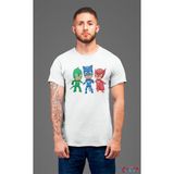 Bumeta Pijimaske Piji Maske Catboy Gekko Owlett All Karakter Characters Unisex Tişört T-Shirt - Beyaz - 2XL