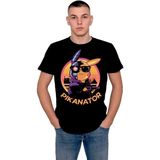 BUMETA Pikanator Pikachu Retro Tişört T-Shirt - 2XL - Siyah