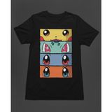 Bumeta Pokemon All Caracters Pikachu Bulbasaur Charizard Baskılı Unisex Tişört T-Shirt - Siyah