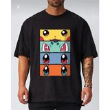 BUMETA Pokemon All Caracters Pikachu Bulbasaur Charizard Tişört T-Shirt - XS - Siyah