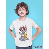 Bumeta Pokemon Pikachu ve Ash Ketchum Chibi Çizgi Film Dizi Çocuk Tişört T-Shirt - Beyaz - 7 - 8 Yaş