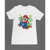 Bumeta Super Mario Game Lugi Yoshi Unisex Tişört T-Shirt - Beyaz - XL