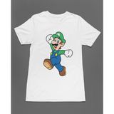 Bumeta Super Mario Luigi Unisex Tişört T-Shirt - Beyaz - XS