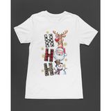Bumeta Yılbaşı Hoodie Ho Ho Ho Noel Geyik Santa Kardan Adam Baskılı Unisex Tişört T-Shirt - Siyah - XS