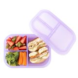Bumkins Çocuklar ve Yetişkinler için Atıştırmalık/Öğle Yemeği Bento Kutusu, 3 Bölmeli Konteyner, Sızdırmaz Kapak, Porsiyonlama için, Büyük Bölüm Sandviç Tutabilir, Gıda Güvenliği LFGB Platin Silikon,