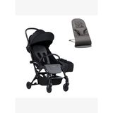 Bumprider Connect³ Bebek Arabası Black-Grey Melange- Yan Düzenleyici Çanta & Babybjörn Bliss Ana Kucağı Petal Woven Anthracite