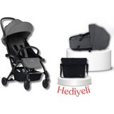 Bumprider Connect³ Bebek Arabası ve Portbebe Seti – Black & Grey | Yan Bakım Çantası Hediyeli - Gri